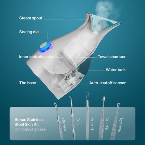 Pure Daily Care Nano Ionic Facial Steamer with 5 Piece Skin Kit and Hyaluronic Serum - Teal GLOBAL SHIPPING