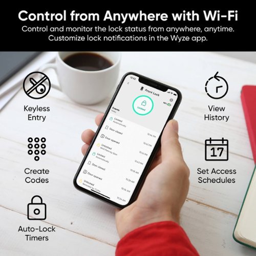 Wyze Palm Lock Smart Door Lock with Palm Vein Recognition, Keypad, Auto Lock, Dual Battery, Wi-Fi, BHMA3 Certified - Black BUY IN MIDDLE EAST