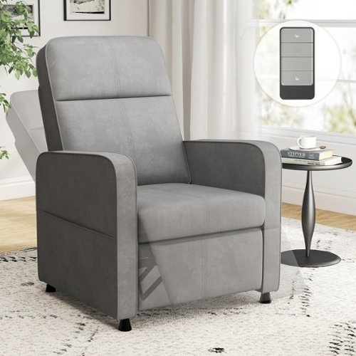 Skyzoo - Electric Recliner Chair with Adjustable Backrest & Footrest, Upholstered Recliner Sofa - Gray-Front_Standard 