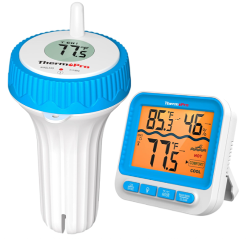 ThermoPro - Digital Pool Thermometer Floating Easy Read, Large Size Water Thermometer for Cold Plunge, Bath, SPA - Blue / White-Front_Standard 