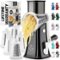 Zulay Kitchen - Rotary Cheese Grater 5 Blade Cheese Shredder with Reinforced Suction & 5 Interchangeable Drums - White and Black-Front_Standard
