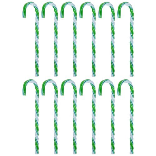 Northlight - Twist Candy Cane Christmas Ornaments - 6" - and White - 12 ct - Green-Front_Standard 