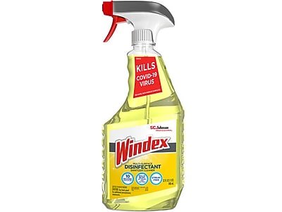 SC Johnson - Windex Disinfecting Multi-Surface Sanitizer Cleaner, Citrus Scent, 32 Oz. (322369) - Yellow