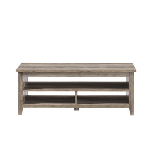 Walker Edison - Coastal Grooved-Panel Storage Coffee Table - Grey Wash-Front_Standard 