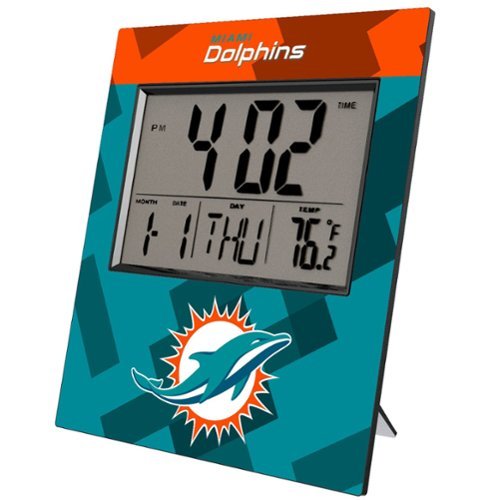 Keyscaper - Miami Dolphins Color Block Digital Desk Clock - Multicolor-Front_Standard 