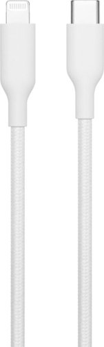 Best Buy essentials™ 4’ Lightning to USB-C Braided Charge-and-Sync Cable - White GLOBAL SHIPPING