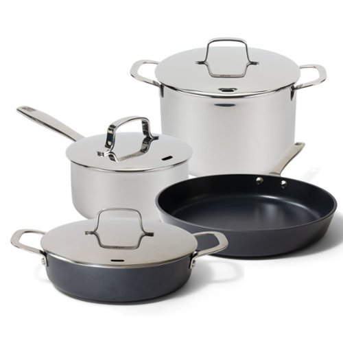 Alva - Maestro 7-Piece Cookware Set - Easy Clean & Oven Safe Non-toxic Cookware - Silver and Black-Front_Standard 