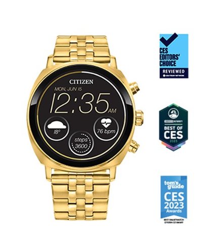 Citizen CZ Smart 41mm Unisex Stainless Steel Casual Smartwatch with IP Stainless Steel Bracelet - Gold WORLDWIDE DELIVERY