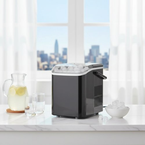 Forest'nSky - Portable Ice Maker - 24.5 lb/24H, 9 Bullet Ice in 6 Mins, Self-Clean, Low Noise, Handle for Camping/BBQ - Upgraded Black-Front_Standard 