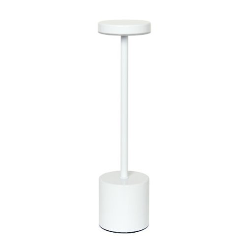 Simple Designs - 12.75" Mushroom Magic Disc Dimming & Rechargeable Cordless 4-Way Touch Sensor Stick Desk Lamp - White
