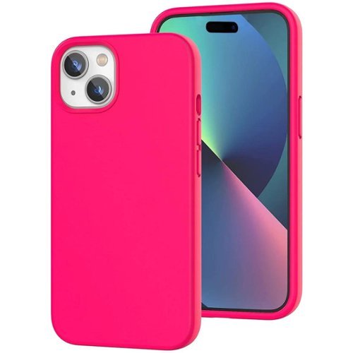 Entronix - iPhone 14 Plus Case - Soft-Touch Liquid Silicone for Ultimate Protection - Hot Pink-Front_Standard 
