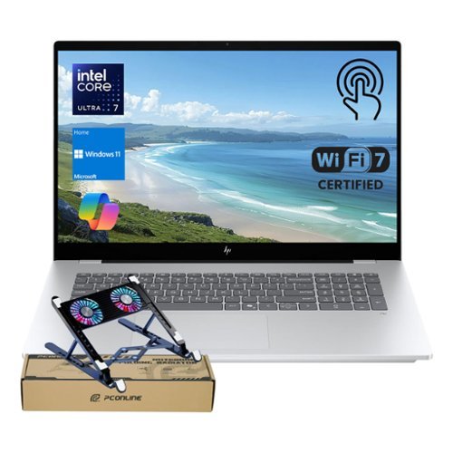 HP - OmniBook 7 17.3" FHD Touchscreen Laptop - Intel Core Ultra 7 258V - 32GB RAM - 2TB SSD - Backlit KB - PCO Laptop cooler - Silver-Front_Standard 