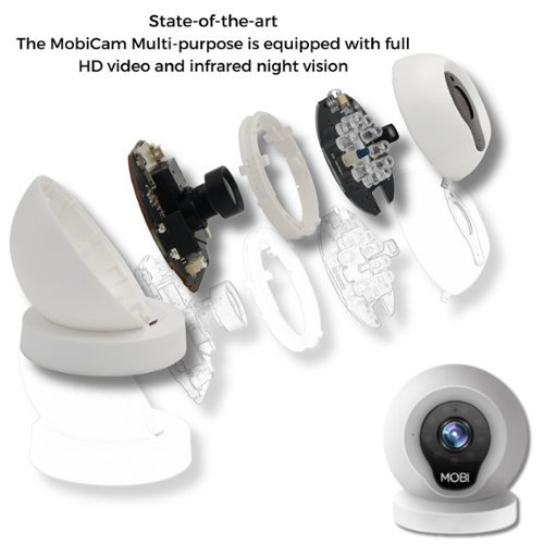 MOBI Cam Multi-Purpose Smart HD Wi-Fi Baby Camera Monitor with 2-way Audio, Recording, and motion detection - White WHERE TO BUY