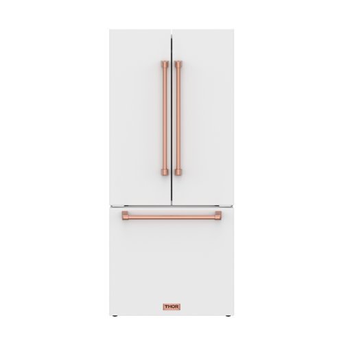 30 in. Wide Gordon Ramsay Series by Thor Kitchen 17.5 Cu. Ft. Counter Depth Refrigerator with Rose Gold Hardware - Matte White