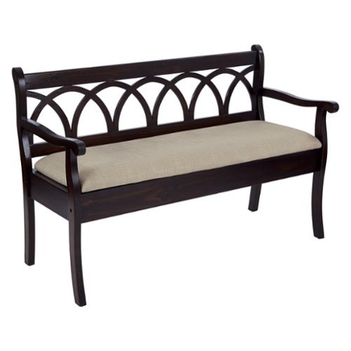 OSP Home Furnishings - Coventry Storage Bench in Antique Frame and Beige Seat Cushion K/D - Black-Front_Standard 