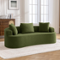 KERDOM - 80" Curved Loveseat for Small Space, Modern Teddy Sofa Couch with 3 Pillows for Apartment, Bedroom, No Assembly Required - Green-Front_Standard