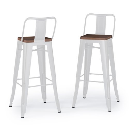 Simpli Home - Rayne Metal and Wood Bar Stool (Set of 2) - White-Front_Standard 