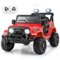 Costway - 12V Kids Ride on Truck Car w/Remote Control, Threaded Wheels 3 Speeds LED Lights - Red-Front_Standard