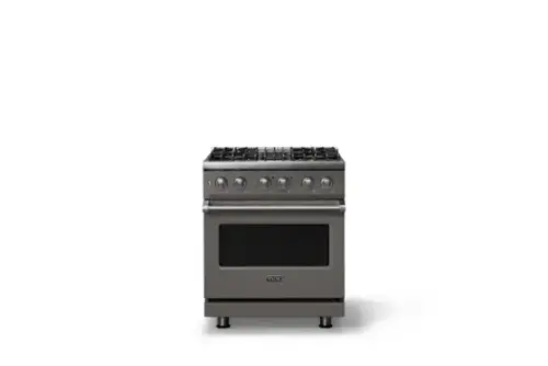 Front. Viking - 30 in. Wide 4 Burner Pro 5 Series 4.7 Cu. Ft. Freestanding Sealed LP Dual Fuel Convection Range - Damascus Gray - Damascus Gray.