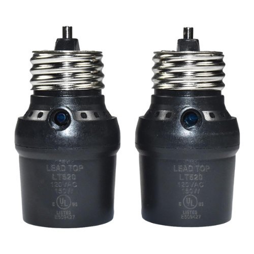 HQRP - Dusk to Dawn Light Sensor Socket 360° Rotating E26/E27 Outdoor Bulb Adapter UL 2-Pack - Black-Front_Standard 