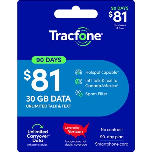 Tracfone - $81 Unlimited Talk & Text plus 30GB of Data 90-Day - Prepaid Plan [Digital]