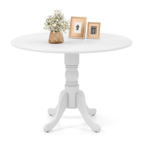 Costway 4-Person Dining Table Wooden Kitchen Table with Solid Rubber Wood Frame for Kitchen - White