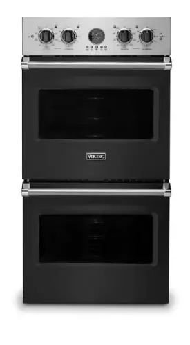 Front. Viking - 27"Premiere Electric Double Oven-Cast Black - Cast Black.