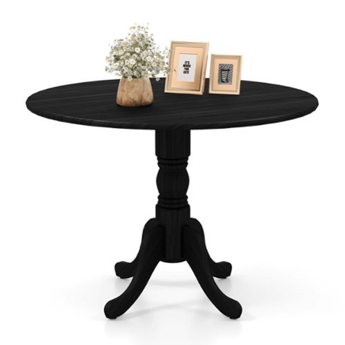 Costway 4-Person Dining Table Wooden Kitchen Table with Solid Rubber Wood Frame for Kitchen - Black