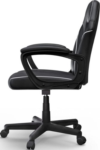 ACGAM - Gaming Chair Breathable Fabric Ergonomic Office Chair-Slim PVC Leather Swivel Adjustable Computer Desk Chair w/ Armrests - Black-Front_Standard 