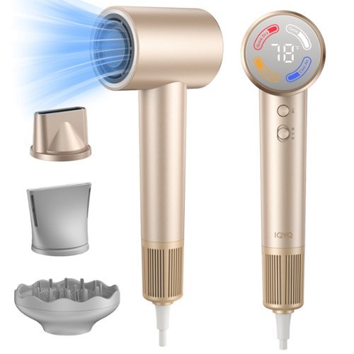 Teendow - Premium Ultralight Ionic Hair Dryer, 110,000 RPM Brushless Motor, 1450W Salon-Grade Performance, Magnetic Nozzle - Champagne Gold-Front_Standard 