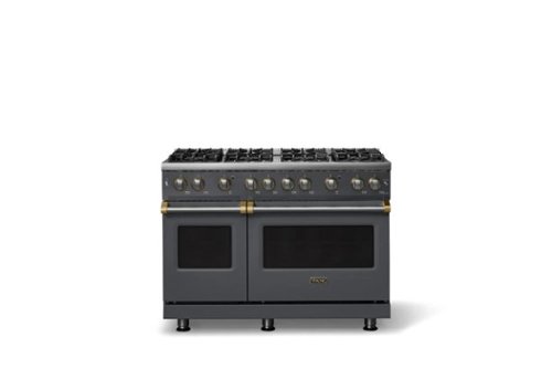 Viking - Pro 5 Series 6.1 Cu. Ft. Freestanding Sealed 8 Burner Gas Convection Range - Cast Black w. Brushed Brass - Cast Black