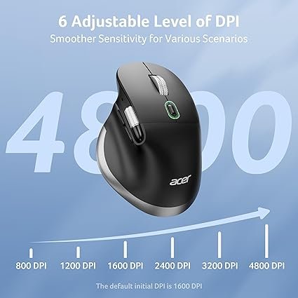 Acer Ergonomic Mouse Wireless Rechargeable with Side Scroll (BT5.2