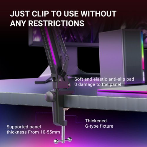 FIFINE Microphone Boom Arm, Metal Adjustable Mic Arm Stand with RGB Control, for Gaming Streaming Podcast GLOBAL SHIPPING