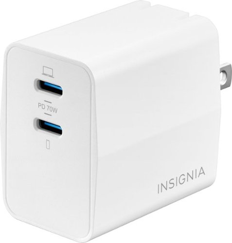 Insignia™ 70W Dual Port USB-C GaN Wall Charger for MacBook, iPad, iPhone, Apple Watch, AirPods, Samsung Smartphones and More - White WORLDWIDE DELIVERY