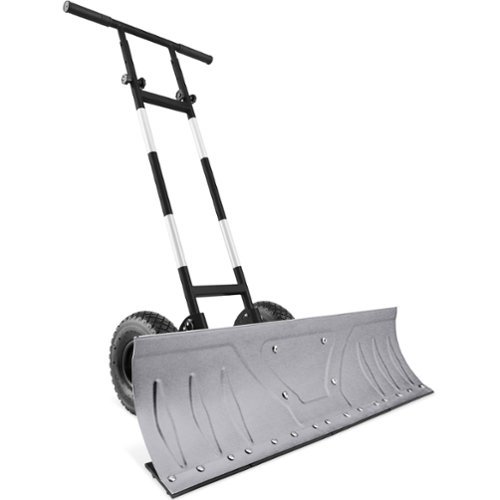 Best Choice Products - 36in Galvanized Blade Hand Snow Pusher w/ 2 Wheels, Adjustable Handle, Blade Angle - Silver-Front_Standard 