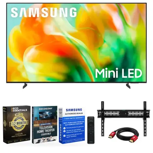 SAMSUNG  
Mini LED  

DECO ESSENTIALS  
CPS PREMIUM  
12 MONTH PROTECTION  
PREMIUM PLAN PROTECTION  

DECOGEAR  
SAMSUNG  
ATHEROS  
SUGAR  
AUTHORIZED DEALER  

1 YEAR LIMITED WARRANTY  

WHY PURCHASE FROM AN AUTHORIZED DEALER?  
- Ensure THEATER Access to specialized services  
- HOME SAMSUNG Samsung support ESSENTIALS service and Authorized facilities repair when you NOT homored warranties  
- bechaftuenu sele! Product from are purchese  

TELEVISION  
BEGINNER'S GUIDE  

SAMSUNG  
AUTHORIZED DEALER  
1 YEAR LIMITED WARRANTY  

Ensure product is genuine  
Access to specialized services  
Authorized service and repair facilities  
Product warranties are not honored if purchased from an unauthorized seller