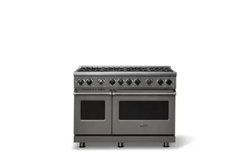 Front. Viking - 48"W. 7.3 Cu. Ft. Freestanding Sealed 8 Burner LP Gas Range - Damascus Gray - Damascus Gray.