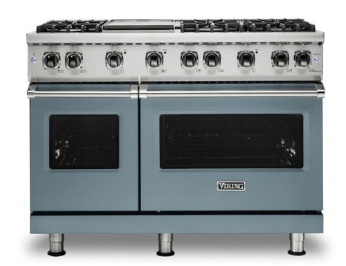 Viking - 6.1 Cu. Ft. 48"W. Professional 5 Series Freestanding Double Oven Liquid Propane Gas Convection Range - November Sky-Front_Standard 