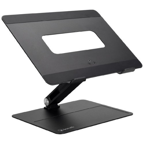 Bonelk - Elevate Adjustable Non-Slip Pivot and Tilt Laptop Stand for 11" to 17" Notebooks - Black-Front_Standard 