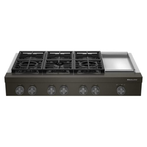KitchenAid 48-inch 6-Burner Gas Commercial-Style Rangetop with Griddle - Black Ore