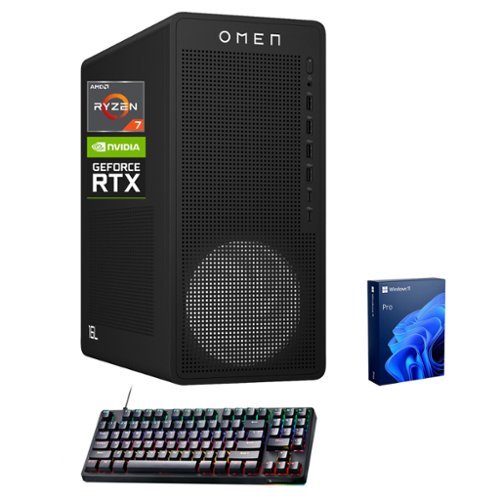 HP - Omen 16L Gaming Desktop - AMD Ryzen 7 8700F - NVIDIA GeForce RTX 5060 - 32GB RAM - 1TB SSD - Thunderobot RGB Keyboard - Black-Front_Standard 