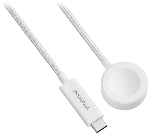 Insignia™ 4 ft. Apple Watch Magnetic Charging Cable to USB-C Braided Cable with USB Adapter - White BUY ONLINE