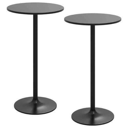 Costway Set of 2 Round Pub Table 24" Bistro Bar Height Cocktail Table w/Metal Base - Black