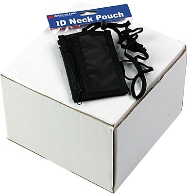 Advantus - Badge ID Holder/Convention Pouch, Vertical, 2 1/2" x 3 3/4", 48" Cord, 12/Bx - Black-Front_Standard 