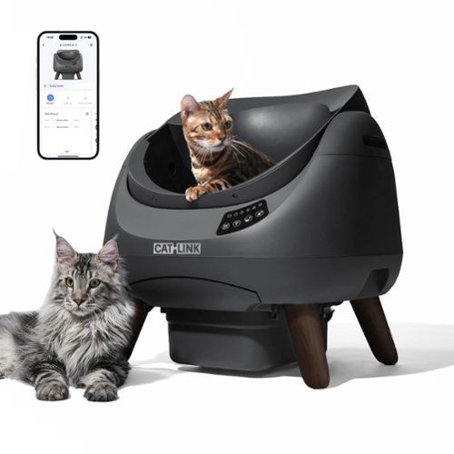 CatLink - Open Top Self-Cleaning Litter Box, Multi-Cat, Anti-Pinch, Health Monitor, App Control - Dark Gray-Front_Standard 