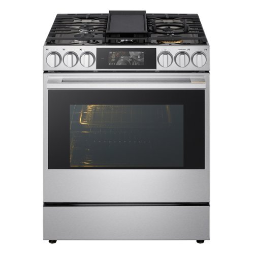 LG - SIGNATURE 6.3 Cu. Ft. Slide-In Gas True Convection Smart Range with Air Fry, Color LCD Display and AI Gourmet Camera - Stainless Steel