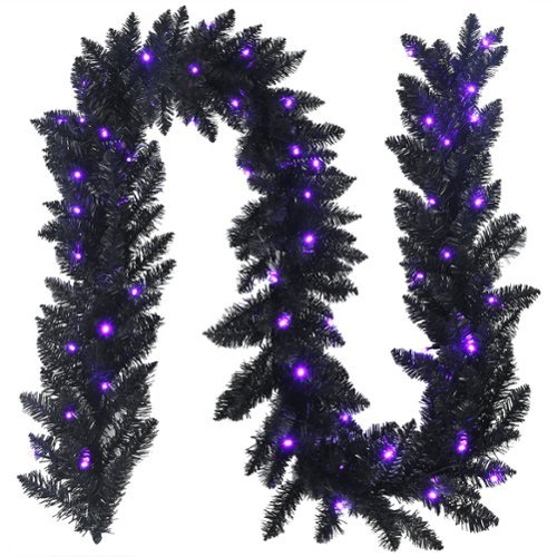Costway - Pre-lit Christmas Halloween Garland w/ 50 Purple LED Lights