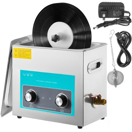VEVOR - Ultrasonic Vinyl Record Cleaner, 6L 40kHz Vinyl Ultrasonic Cleaning Machine, Knob Control Record Ultrasonic Cleaner-Front_Standard 