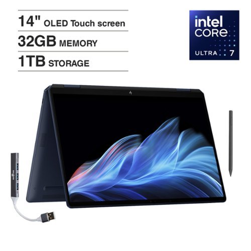HP - Omnibook Ultra Flip 2-in-1 Laptop 14.0 2.8K Display (Ultra 7-258V, 32GB, 1TB SSD, Win 11 Pro) w/USB Hub - Atmospheric Blue-Front_Standard 