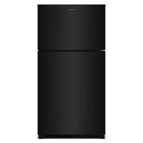 Front. Amana - 33 in. Wide 21.3 cu. ft. Top-Freezer Refrigerator With Dual Crisper Drawers - Black.